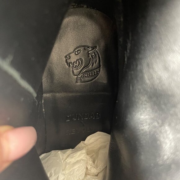 NWOB Dundas X Revolve Gigi Leather Metal Cap Toe Bootie Black Size 5.5 - Picture 11 of 12